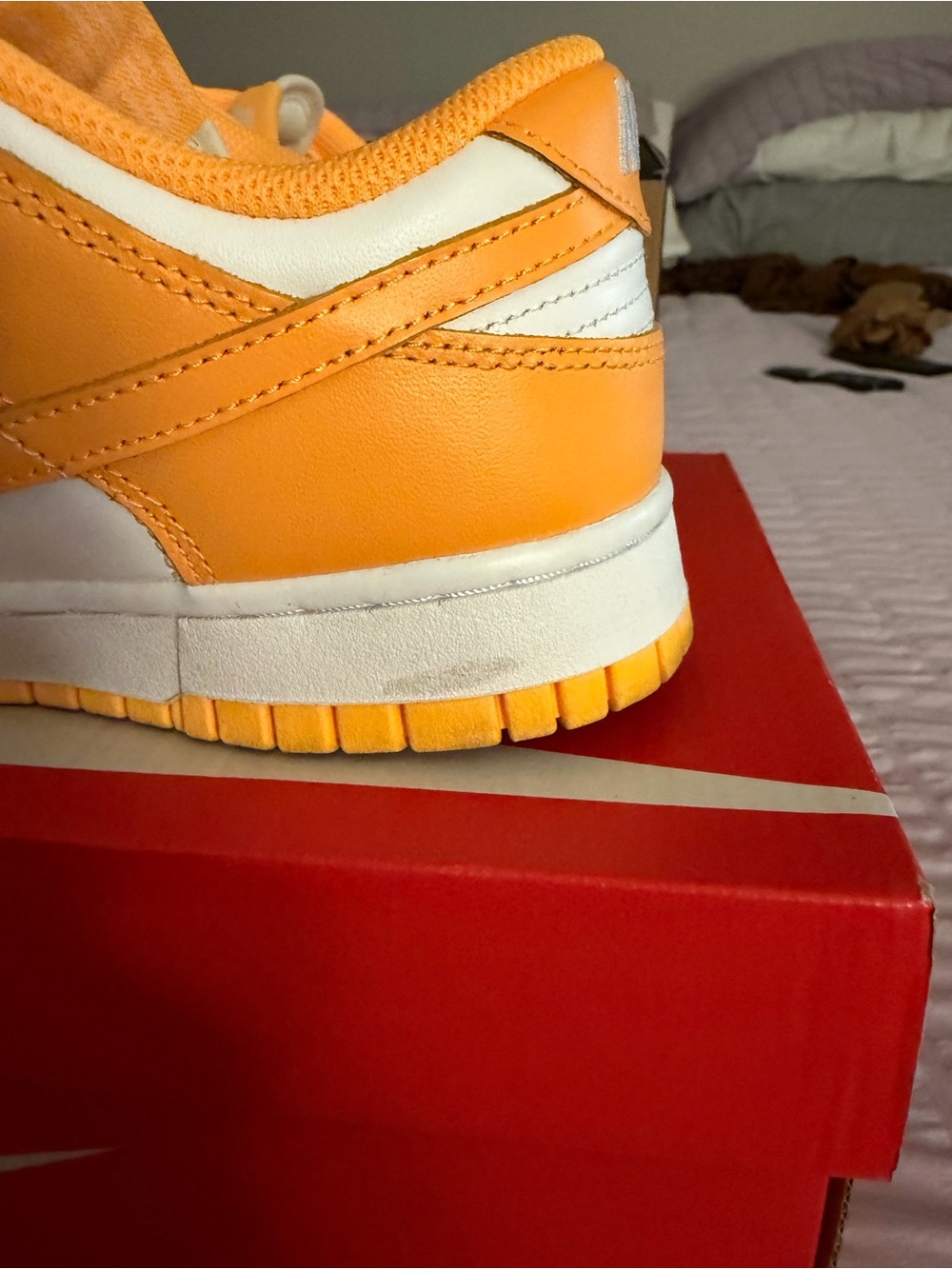 Nike Women's Orange and White Low-Top Sneakers - Picture 3 of 6